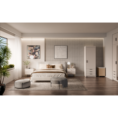 Wąska szafa z szufladami 60 cm jednodrzwiowa TRINO beżowa